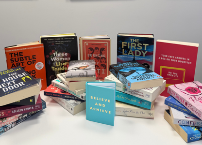 Books on a table